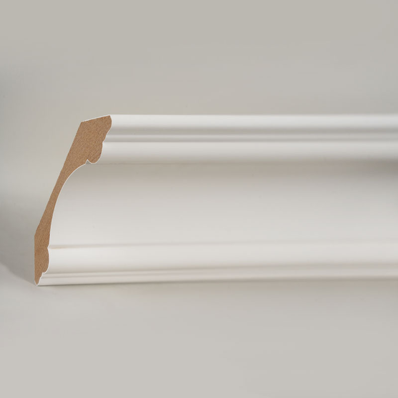 MDF koronaléc (töltőanyaggal alapozott és gyöngyházfehér) 3/4' x 3 3/8'