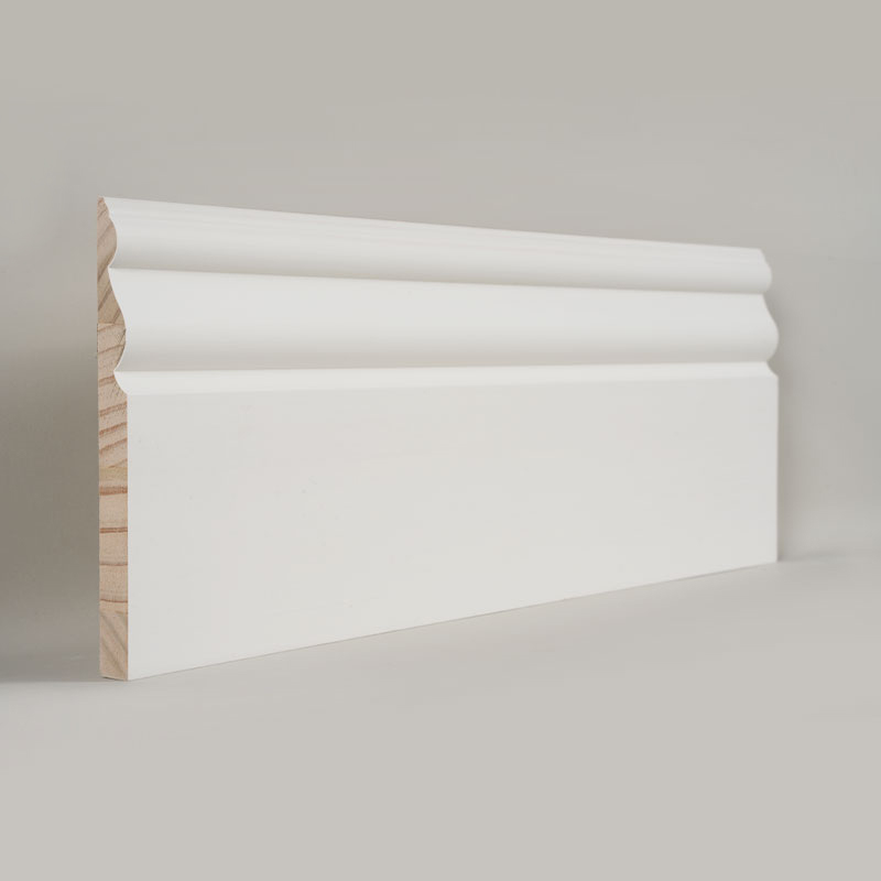 Fenyő szegélyléc (töltőanyaggal alapozott és gyöngyházfehér) 3/5' x 6'