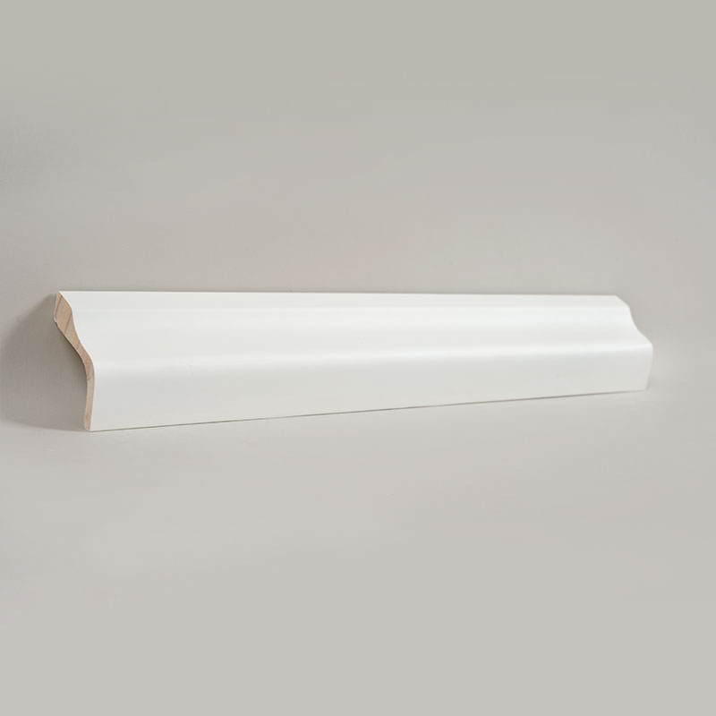 Pine wood skirting board profile installed along a wall base