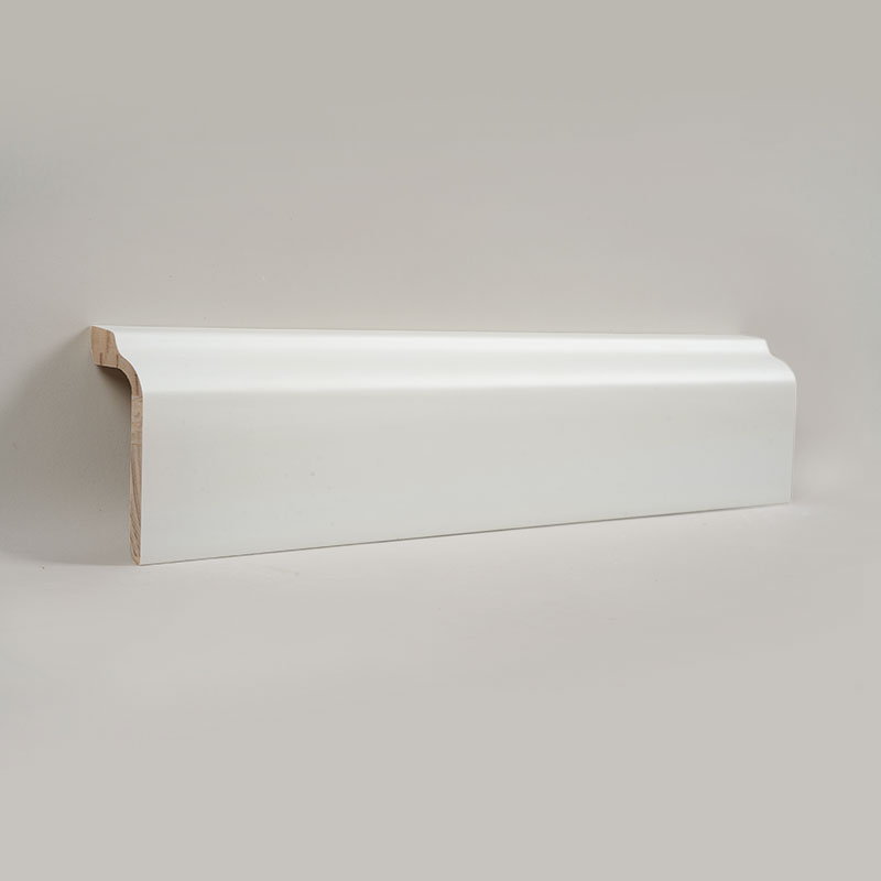 Fenyő szegélyléc (töltőanyaggal alapozott + festék) - fehér 1 3/5'x3 5/9'