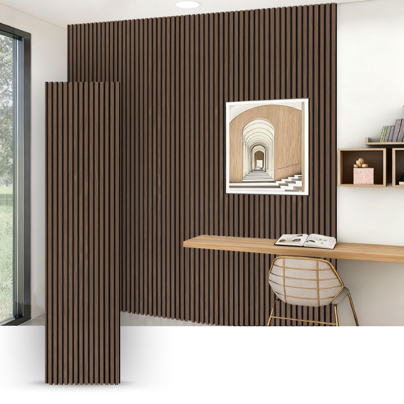 Rács fal/akusztikus falpanel (egyoldalas műszaki fa furnér borítással) - fa erezet színe 2400/2700 mm x 600 mm